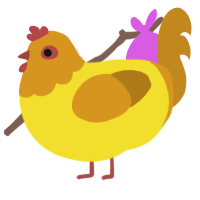 A yellow and ochre chicken with a head pattern