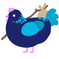 Blueberry Speckle, a navy and cerulean chicken with a neck-speckle pattern
