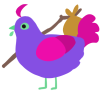 A blurple and fuchsia chicken