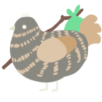 A ash and beige chicken with a bar pattern