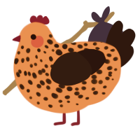 A vermilion and sable chicken with a speckle pattern