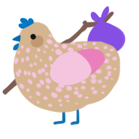 Iced Latte, a beige and pink chicken with a speckle pattern