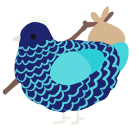 A navy and aqua chicken with a lace pattern