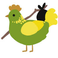 Oli, a chartreuse and yellow chicken with a neck-speckle pattern