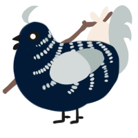 Babel Fish, a tumblr and silver chicken with a half-bar pattern