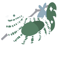 A white and leaf chicken with a bar pattern