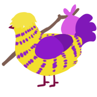 (unnamed), a yellow and violet chicken with a bar pattern