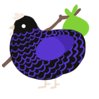 A black and indigo chicken with a lace pattern