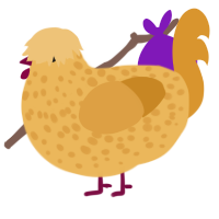 Dory, a honey and orange chicken with a speckle pattern