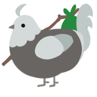 Concrete Slab, a grey and silver chicken with a head pattern