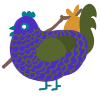 Mama, a indigo and olive chicken with a lace pattern