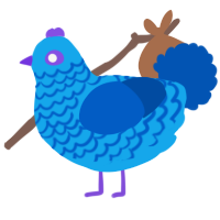 A sky and ultramarine chicken with a lace pattern