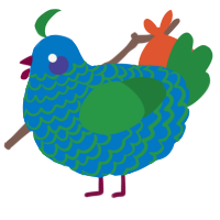A sapphire and viridian chicken with a lace pattern