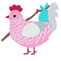 April, a pink and mist chicken with a lace pattern