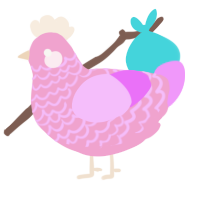 A pink and lavender chicken with a lace pattern