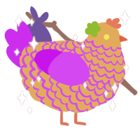 sunset dream, a orange and amethyst chicken with a lace pattern