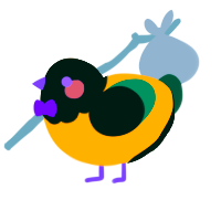 A ultramarine and rose chicken with a head pattern