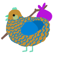 A gold and sapphire chicken with a lace pattern