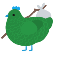 A viridian chicken with a lace pattern