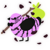 Gothic, a lavender and black chicken with a bar pattern