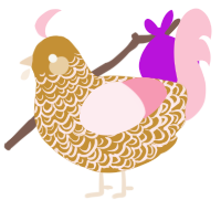 filigree, a gold and rose chicken with a double-lace pattern