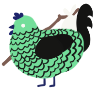 A spring and black chicken with a lace pattern