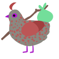 free, a ash and red chicken with a speckle pattern