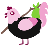 hot topic, a black and pink chicken with a head pattern