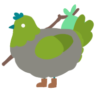 A ash and chartreuse chicken with a head pattern