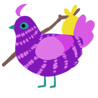 A violet and orchid chicken with a bar pattern
