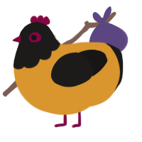 vest, a orange and sable chicken with a head pattern