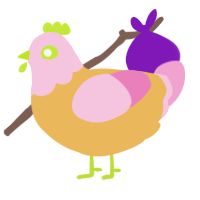 A honey and pink chicken with a head pattern