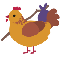 A orange and russet chicken with a neck-speckle pattern