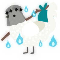 幽霊, a white chicken with a speckle pattern