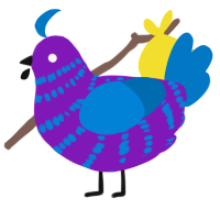carpet, a violet and sapphire chicken with a bar pattern