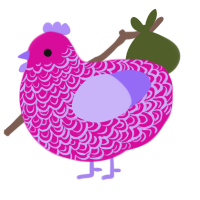 A fuchsia and lilac chicken with a double-lace pattern