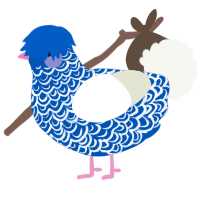 Snowstorm, a ultramarine and white chicken with a double-lace pattern