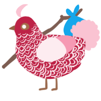 Wagyu, a crimson and rose chicken with a double-lace pattern