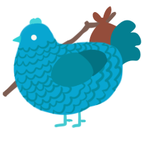 A cerulean and sea chicken with a lace pattern
