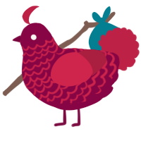 A maroon and crimson chicken with a lace pattern