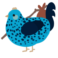 blues clues, a cerulean and tumblr chicken with a speckle pattern
