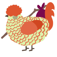 Ginger Root, a apple and vermilion chicken with a lace pattern