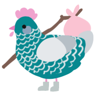 tidebed, a teal and mist chicken with a lace pattern