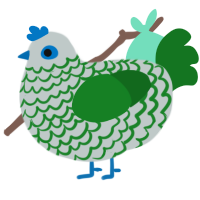 A silver and leaf chicken with a lace pattern