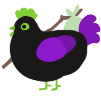 Stitches, a sable and violet chicken
