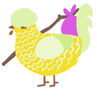 A yellow and apple chicken with a lace pattern