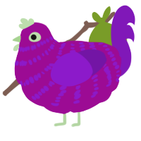 A plum and violet chicken with a bar pattern