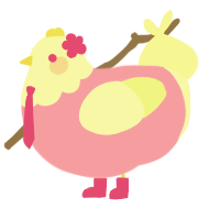 sunset, a orchid and apple chicken with a head pattern