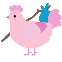 Rasberry Jam, a rose and pink chicken with a bar pattern