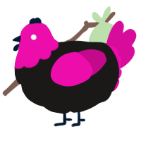 A sable and fuchsia chicken with a head pattern
